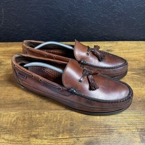 Sebago Docksides Mens 10.5 Brown Leather Tassel Loafers Made in USA Boat Shoes